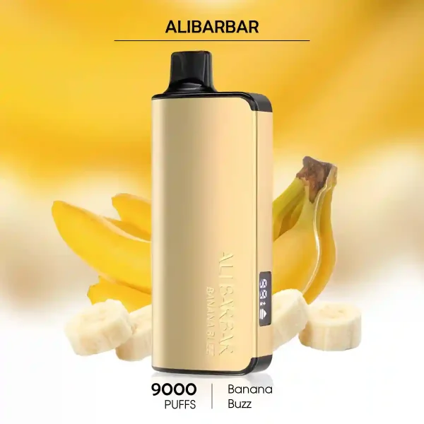Shop Banana Buzz Alibarbar Vape 9000 Puffs – Delicious Flavour, Long-Lasting Hits