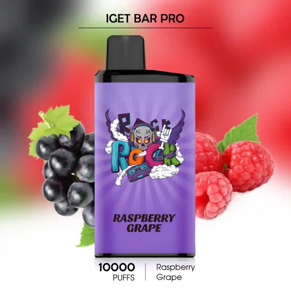 High Nicotine Vapes – Raspberry Grape IGET Bar Pro 10000 Puffs for Intense Flavor and Strong Satisfaction
