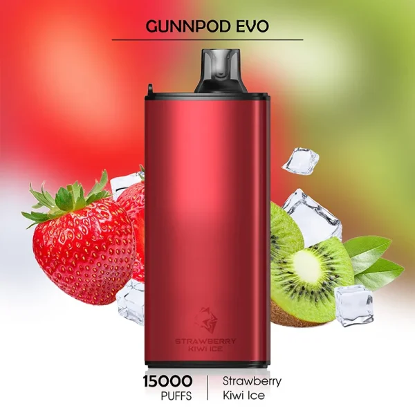 Explore Nicotine Vapes: Strawberry Kiwi Ice Gunnpod Evo 15000 Puffs