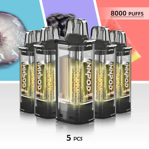 Gunnpod Moss 8000 Puffs Package – 5 Pods Refillable Vapes Bundle